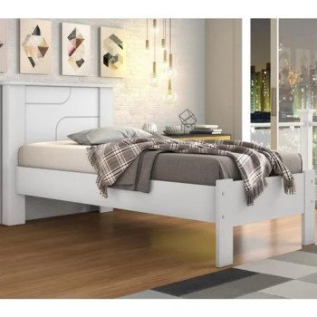 Cama de Solteiro Pérola Branca